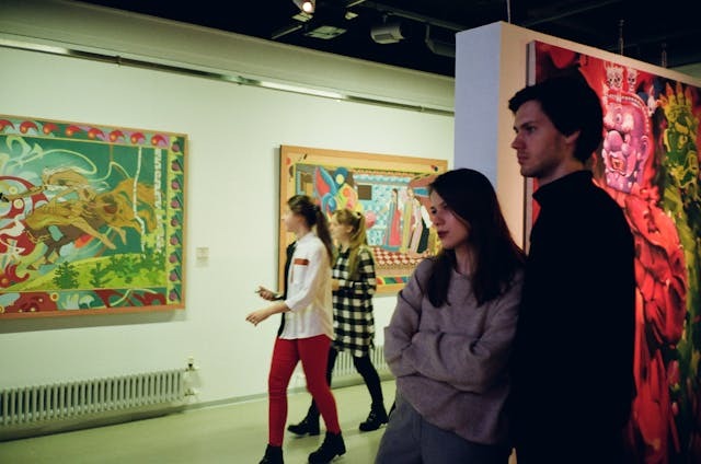 people in an art gallery