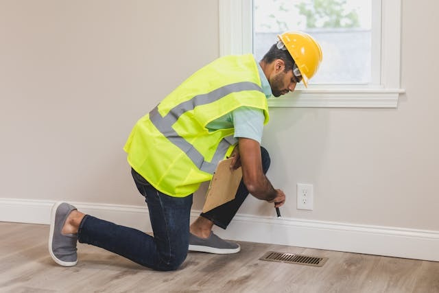 person looking at a floor vent