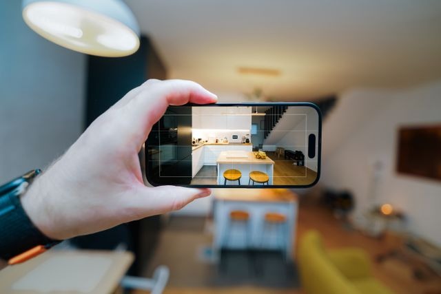 person holding a cell phone camera